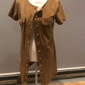 Suede button mini dress